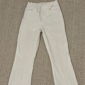 MOTHER The Hustler Ankle Fray White Jeans - Size 26
